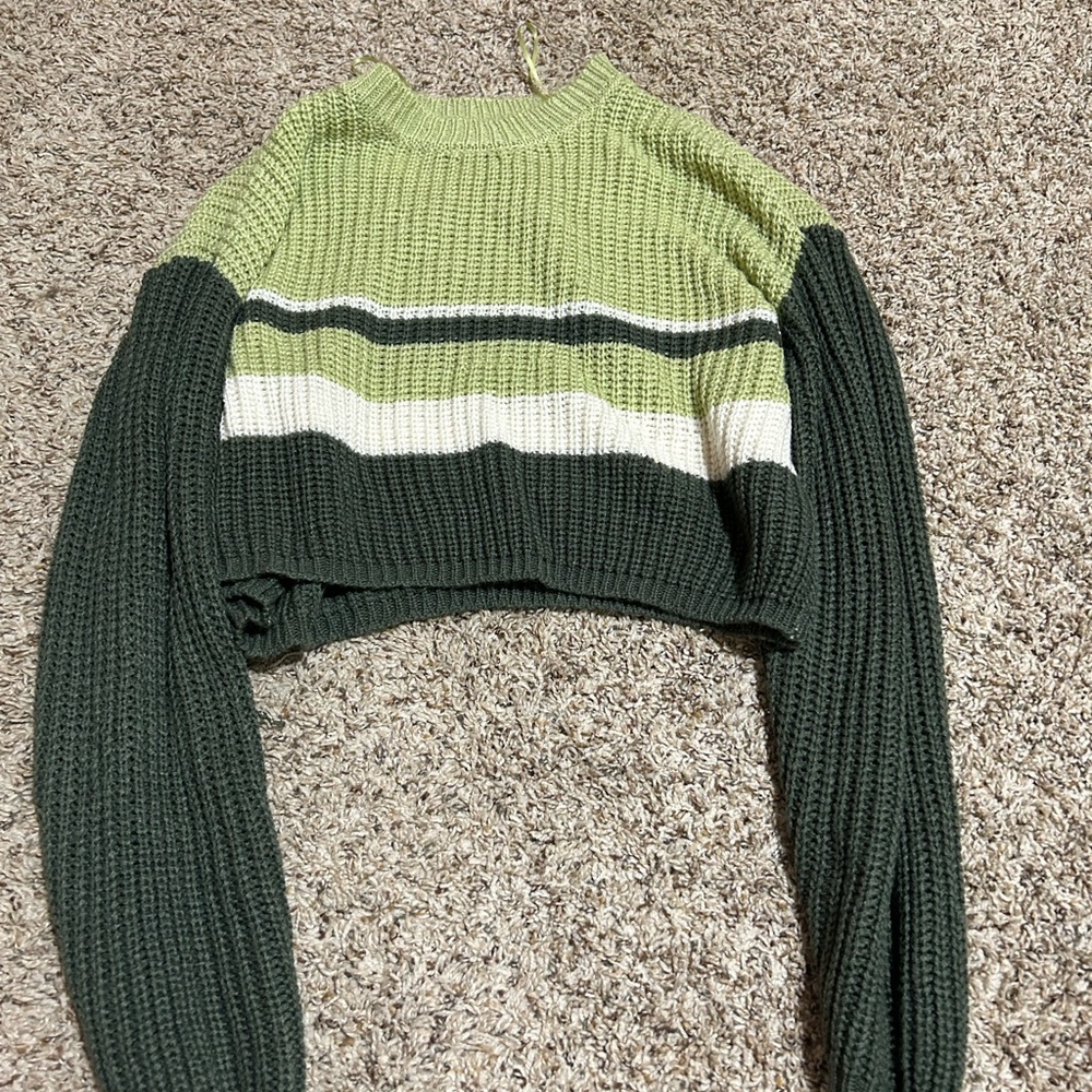 Green Striped Women's Sweater